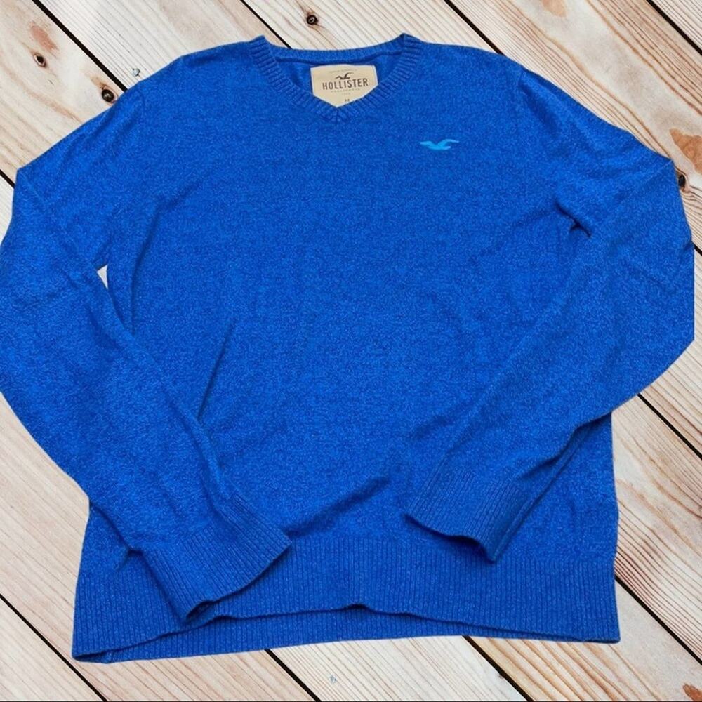 HOLLISTER Mens Medium Blue V Neck Sweater
